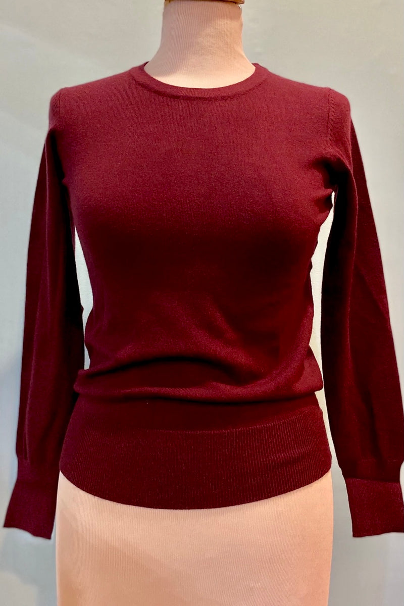Burgundy Long Sleeve Knit Sweater
