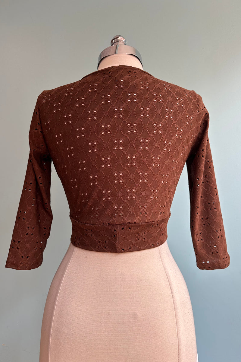 Coco Brown Eyelet Sweet Sweater by Heart of Haute