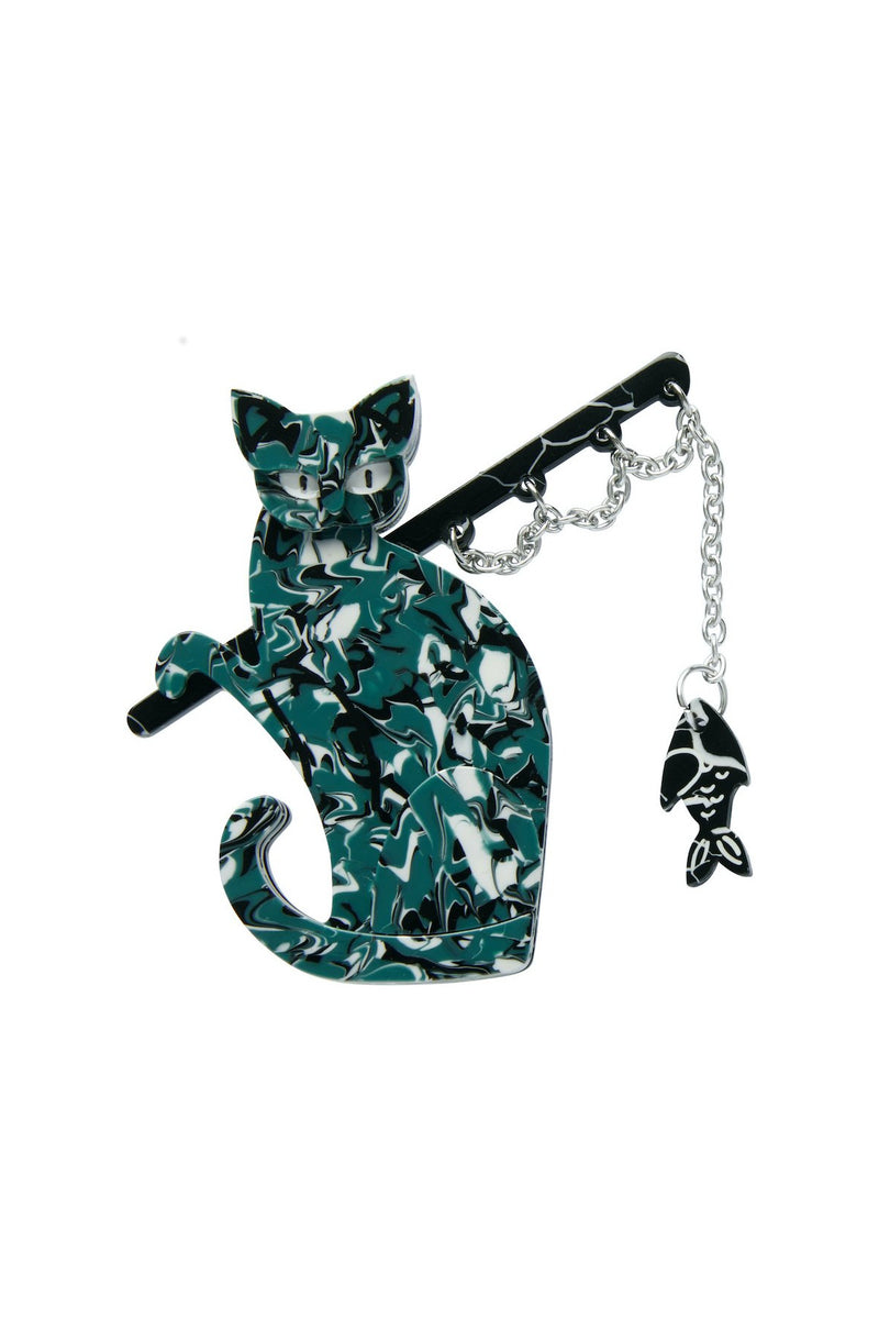 The Famous Fishing Cat Brooch by Erstwilder