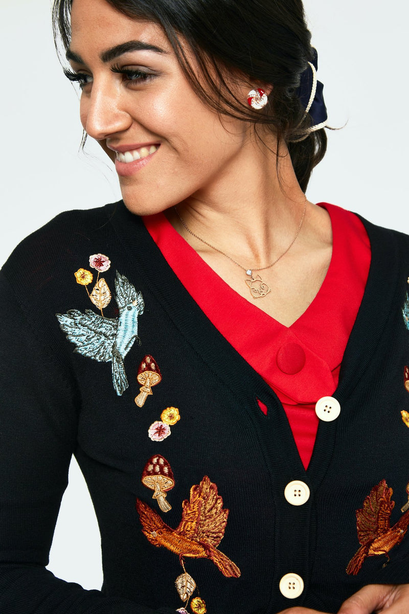 Black Ginny Woodland Cardigan by Voodoo Vixen