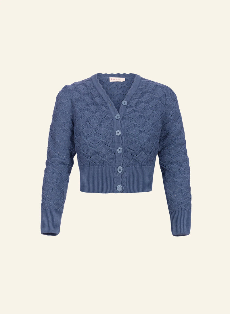 Storm Blue Basket Knitted Leah Cardigan by Palava