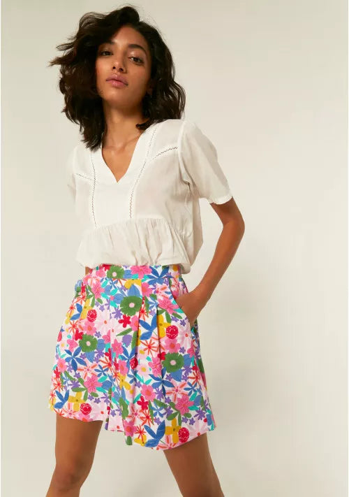 Final Sale High Waisted Shorts in Spring Floral by Compania Fantastica