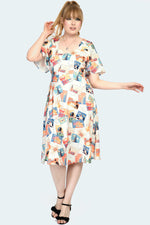 Postcard Flutter Sleeve Dress by Voodoo Vixen